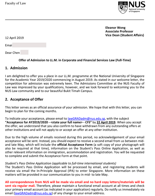 陈同学-新加坡国立大学offer